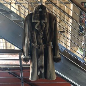 Belted 7/8 Gold Toned Sheared & Long Mink Coat